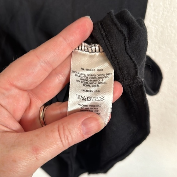 T. La Anthropologie Black Cut Out Raw Edge Tee Size Small - Picture 3 of 6